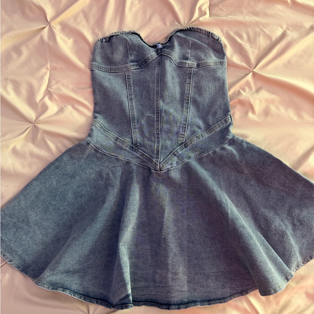 Stylish Denim Strapless Dress
